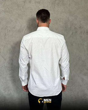Camisa Social RL - Manga Longa Branca Listras