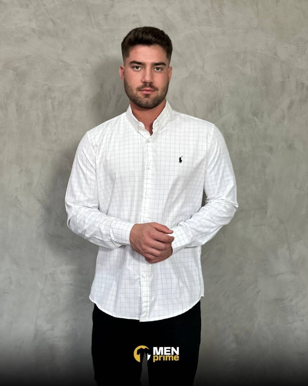 Camisa Social RL - Manga Longa Branca Listras
